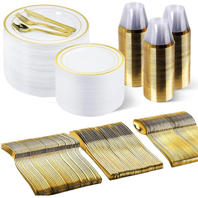 Ensemble de fournitures de fête de mariage jetables en plastique