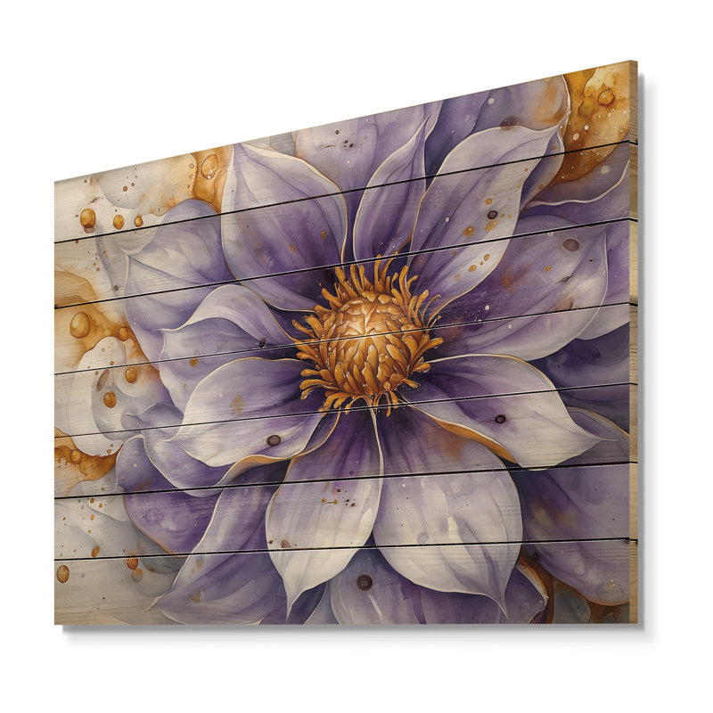 Éclat moderne de Dahlia II - art mural en bois Dahlia - sur bois de pin naturel, H 10 po x l 20 po x P 0,78 po