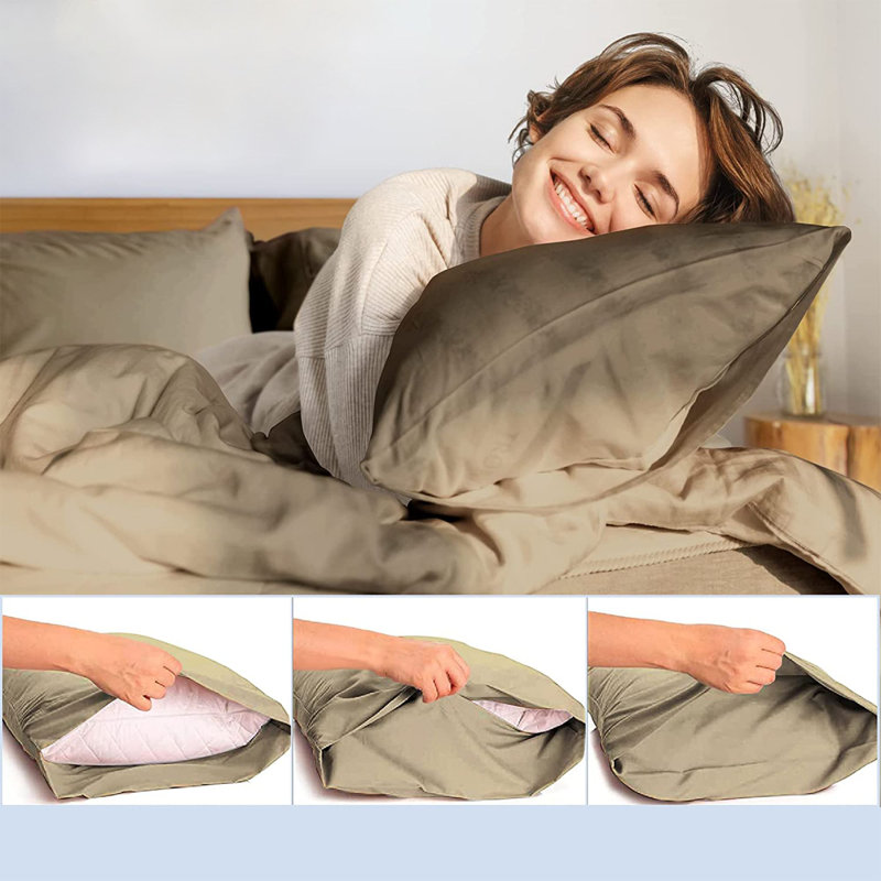 Luxclub 2 PC Taupe Queen Performance Microfiber Solid Pillowcase Set