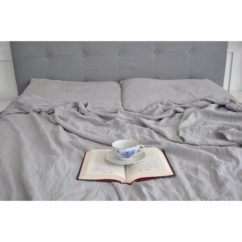 100% Linen Sheet Set, Smokey Gray, King Sheet Set with 2 Pillowcases