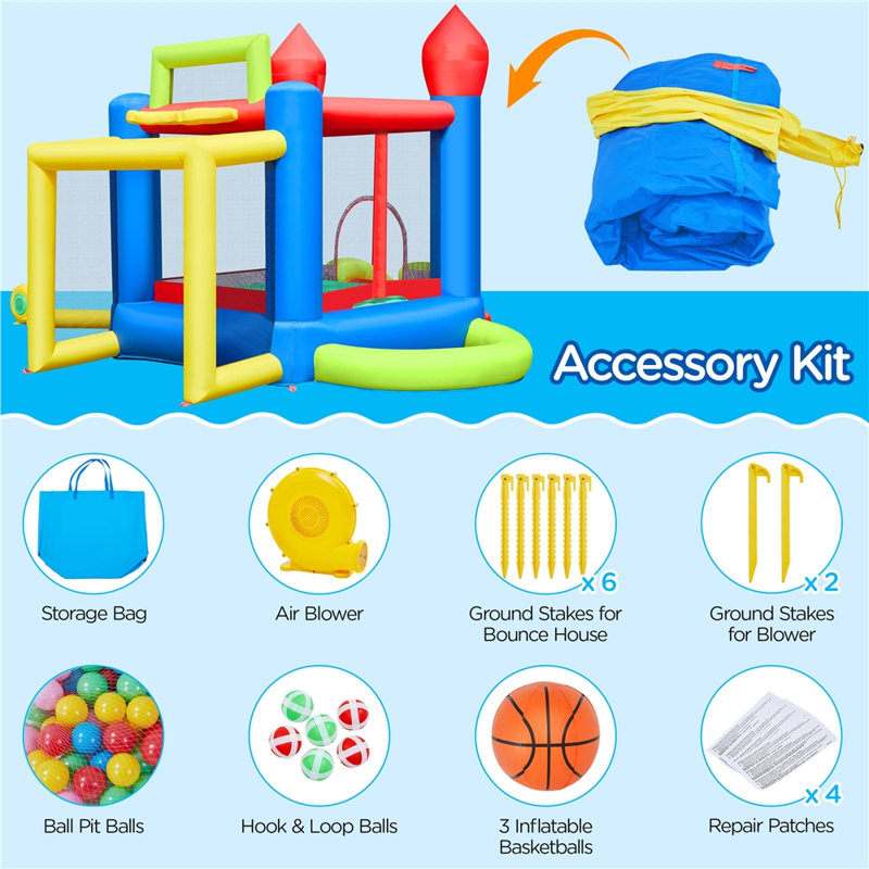 Yaheetech Multicolor Inflatable Bounce House with Slide