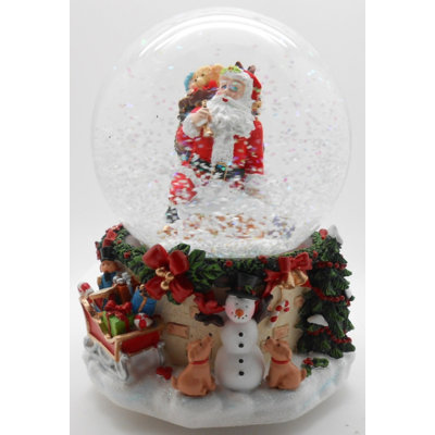 7" Santa Claus in Chimney Musical Christmas Snow Globe