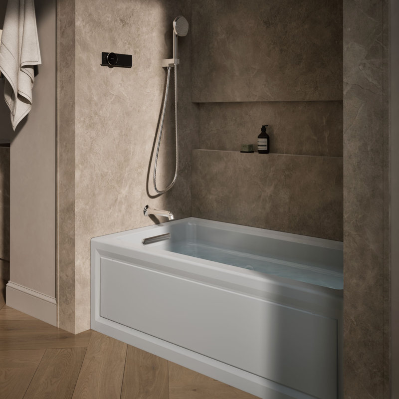 Archer Alcove 60" x 32" Whirpool Bathtub, Ice Grey, Left