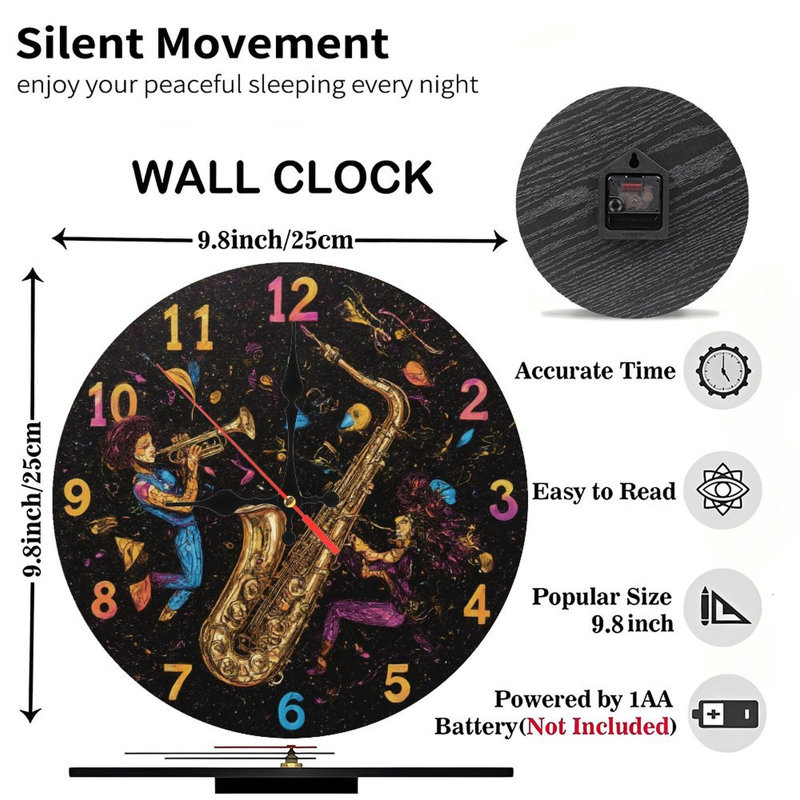 Horloge avec des musiciens de jazz