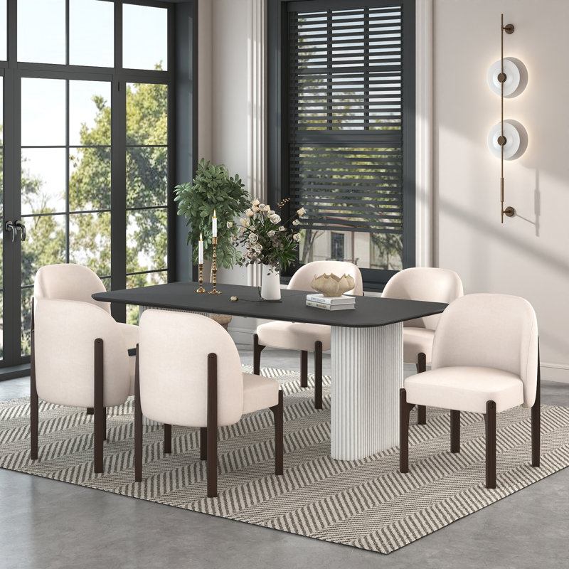 Ensemble de table à manger moderne avec chaises rembourrées 4/6, ensemble de cuisine de ferme pour petits espaces, dinging, cuisine