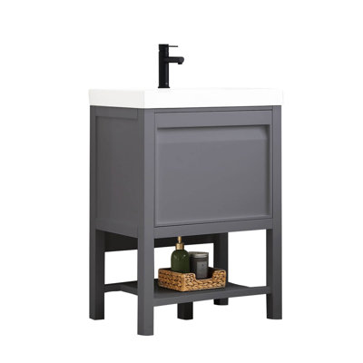 Marlie 23.875'' Single Bathroom Vanity with Plastic Top with Mirror