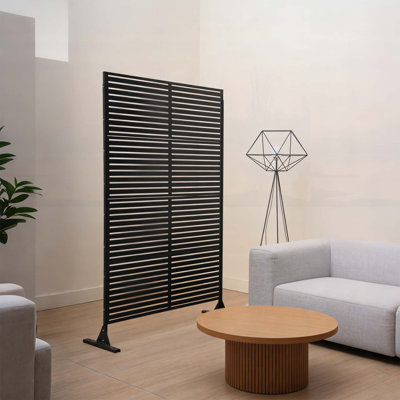 Freestanding Slatted Metal Privacy Screen