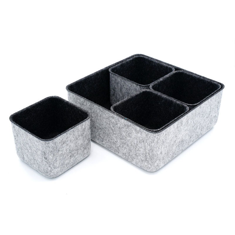 Joshua Felt Desk Organizer Set, Charcoal/Gray