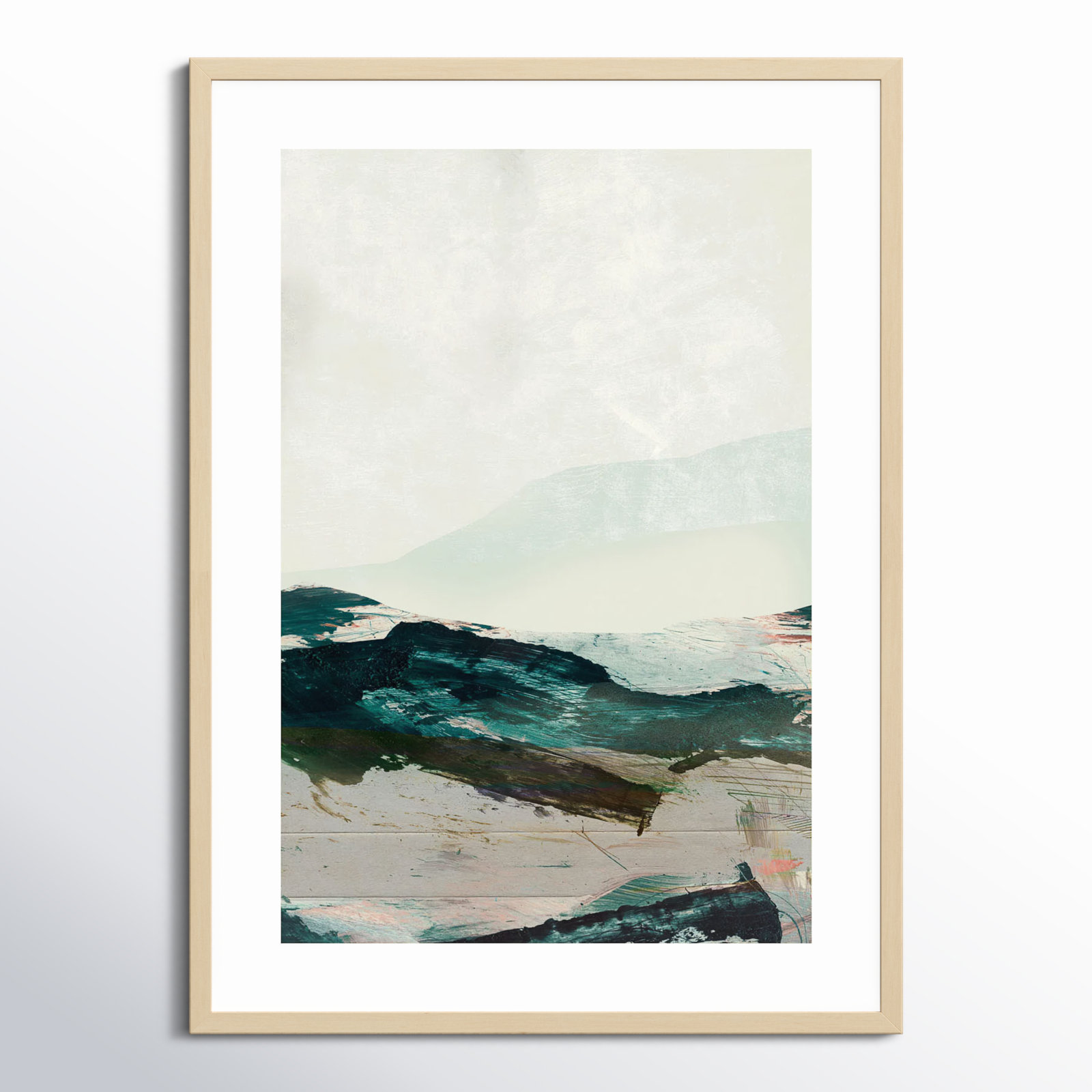 Cleve "Mountains No. 2" Print, Brown Framed, 41" H x 30" W