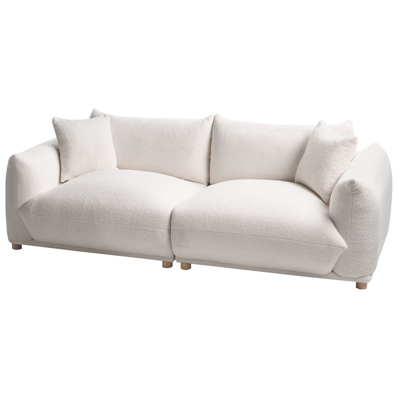 Living Room Set Alexias, White Boucle