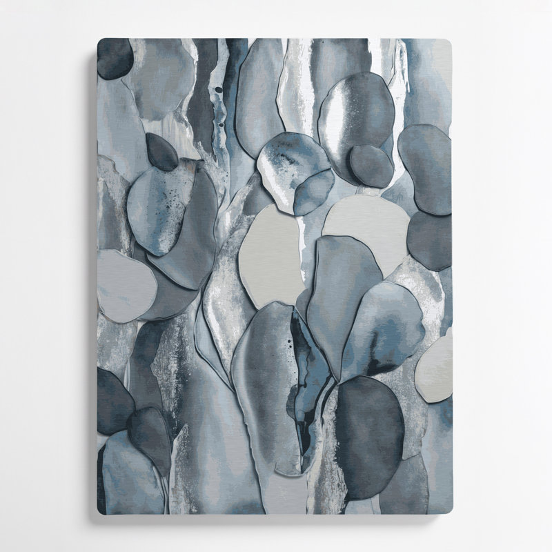 Abstrait aquarelle 87, art mural gris en métal