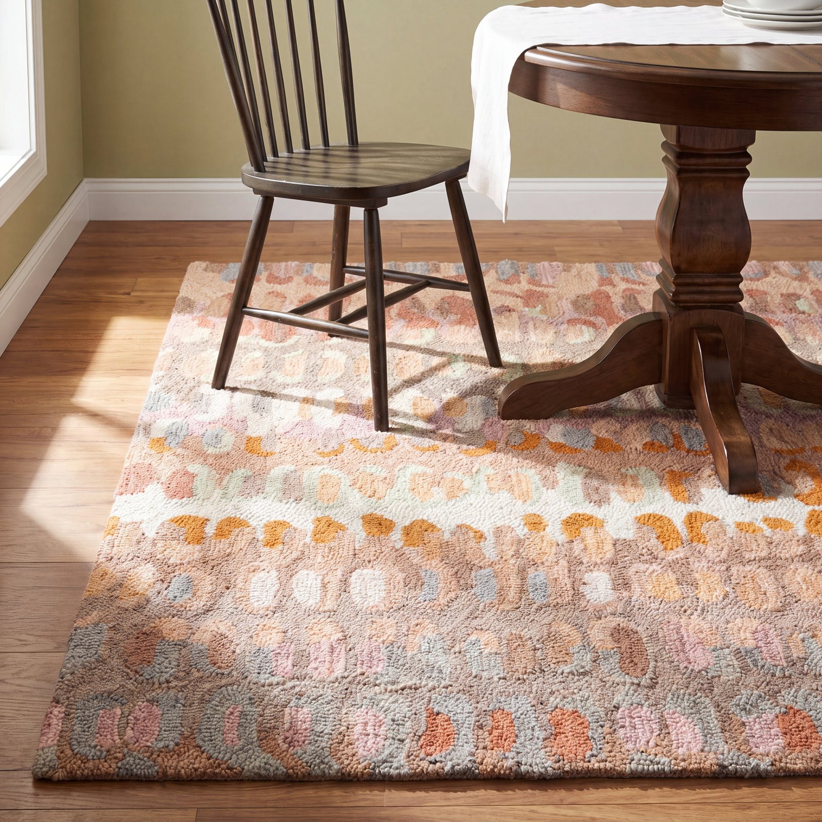 Paint Chip Stone Hand Micro Hooked Wool Rug, Rectangle 9'6" x 13'6"