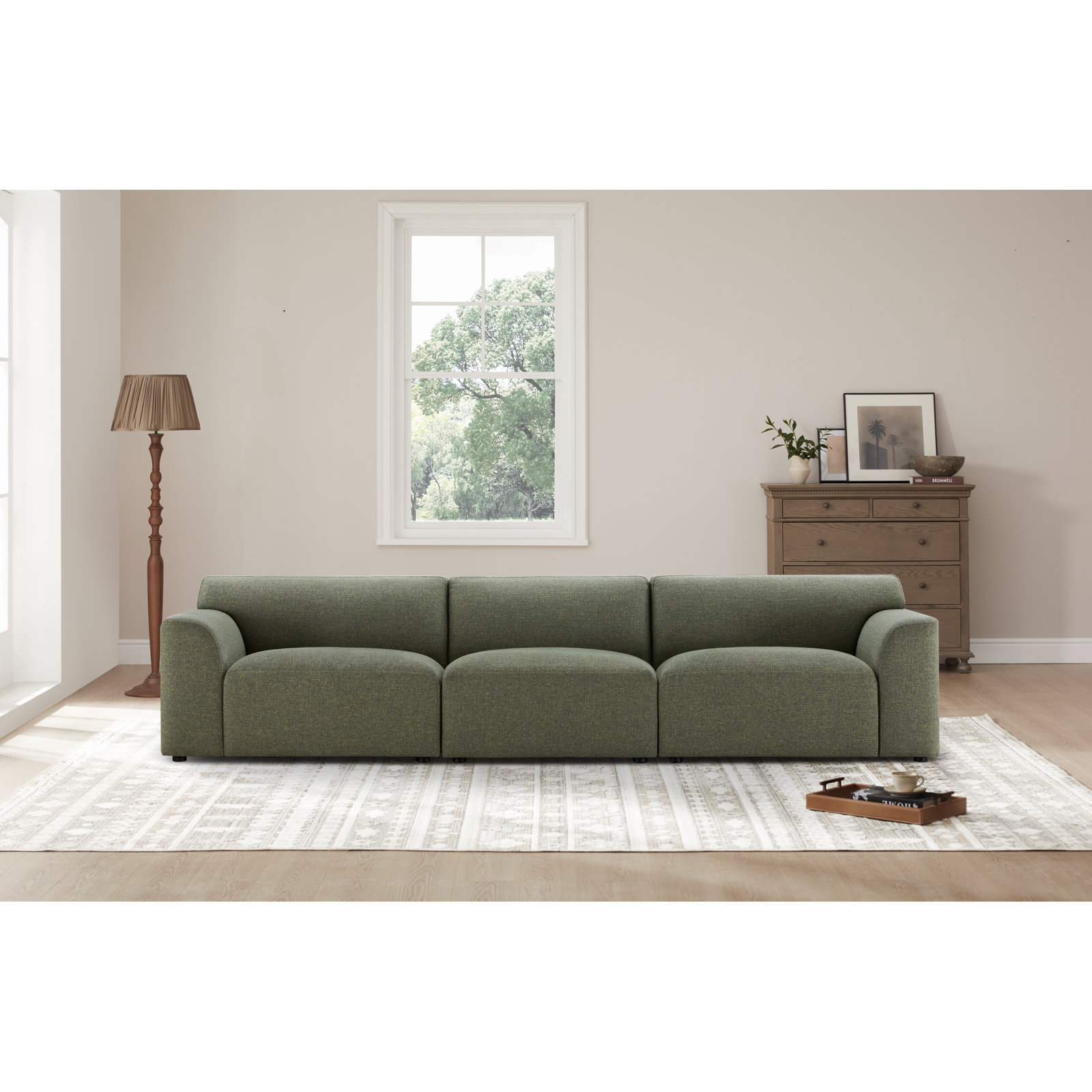 Morell 3-Piece 128'' Upholstered Modular Sofa, Nathan Hemp Tweed