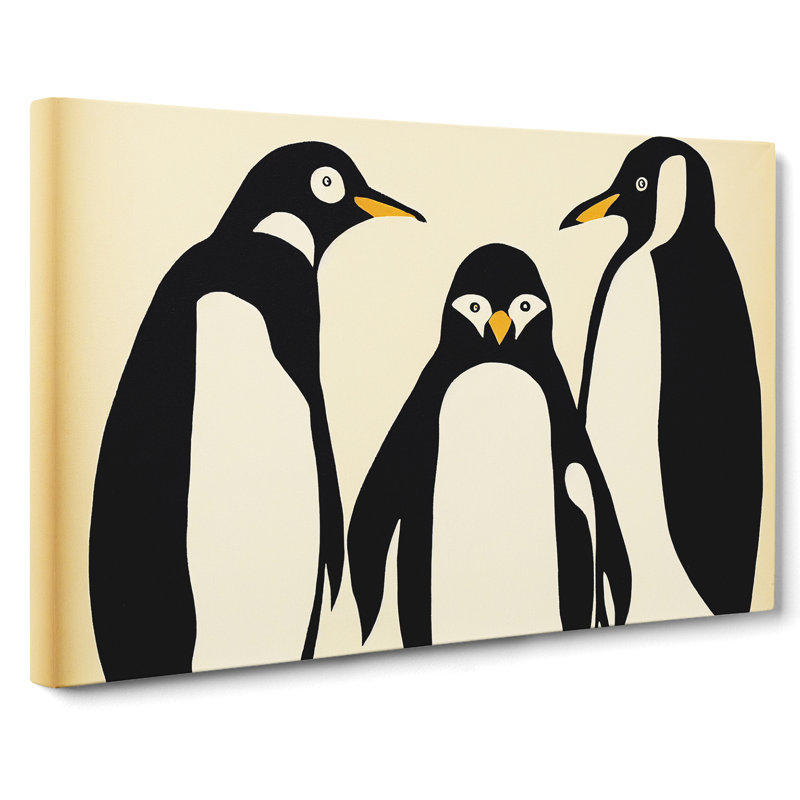 Three Penguins Abstract - Wrapped Canvas, 35cm H x 50cm W x 3cm D
