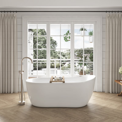 Ove Decors Ensemble de baignoire avec robinet en nickel satiné Athena inclus