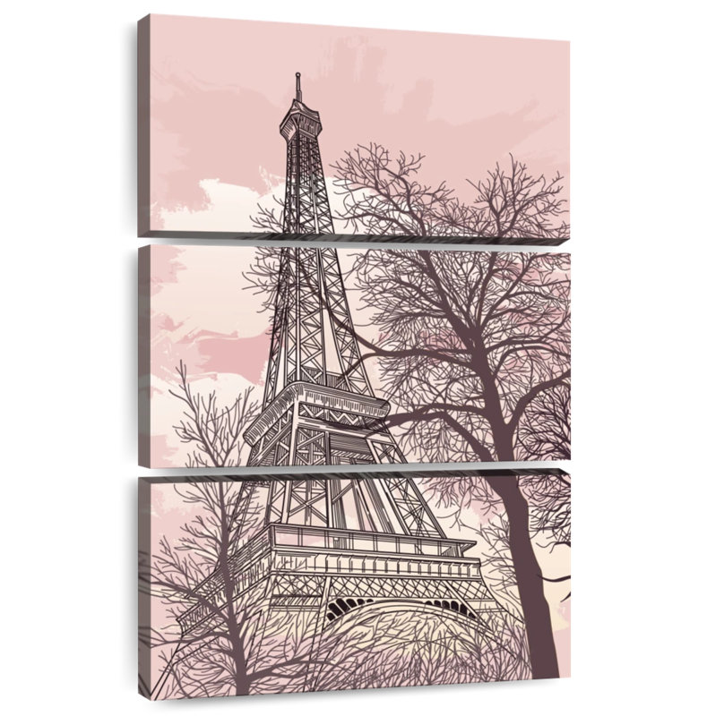 Tour Eiffel Nicci, ciel rose, H 65 po x l 42 po