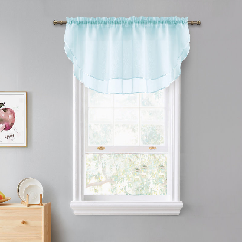 Infinity Solid Tiered Valance Curtain, 55" x 24", Aqua