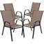 Ensemble de salle à manger de patio 5 pièces Elgin - Table en verre, 4 chaises empilables Flex-271068526