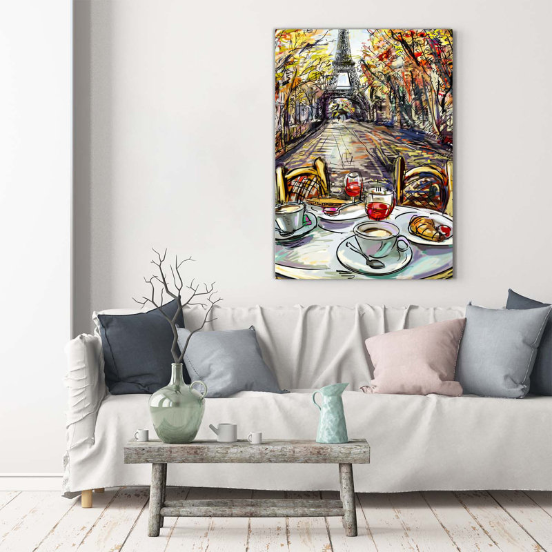 Breakfast In Paris - Wrapped Canvas Print