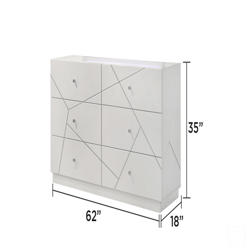 Commode - Design géométrique avec finition laquée et tiroirs doublés de velours rouge