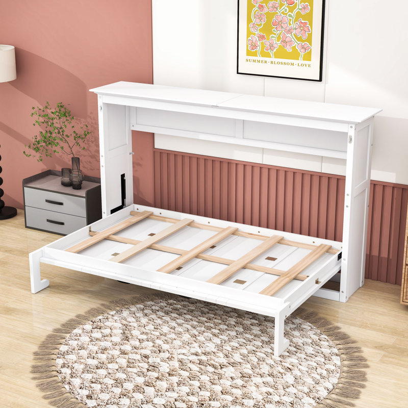 Lit simple escamotable en bois avec lattes