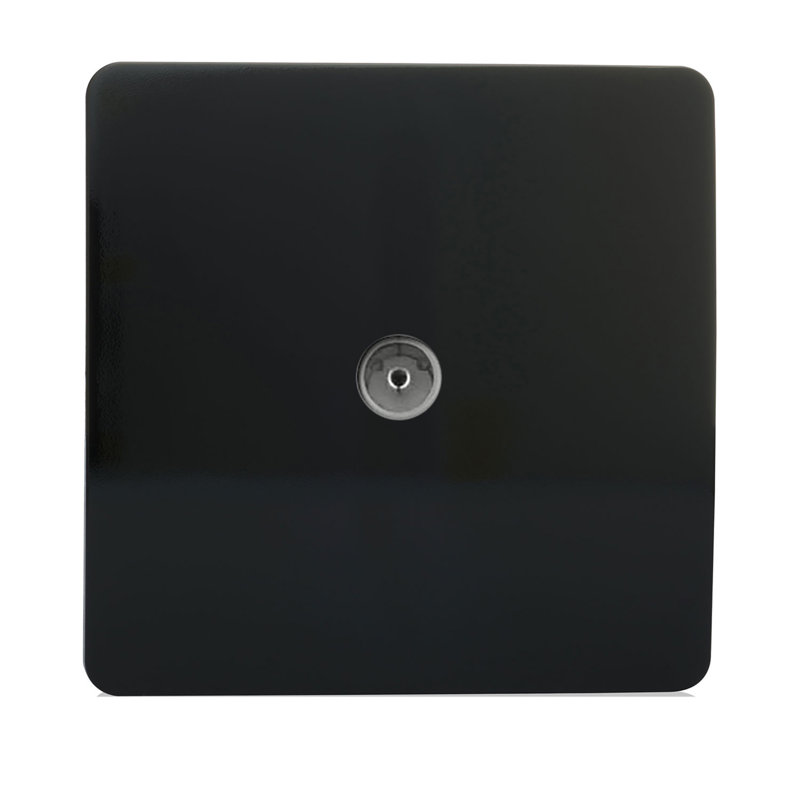 Trendi Switch 1 Gang Female Co-Axial Television Socket, Gloss Black