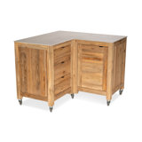 Fresco Ceramic Top Corner Cabinet On Wheels - Taupe