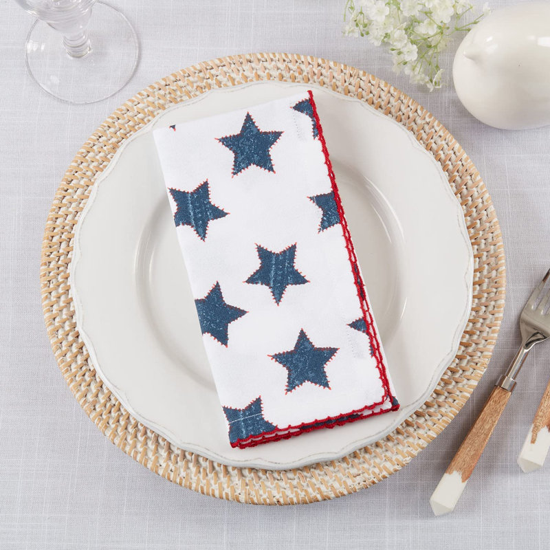 Ensemble de 4 serviettes de table en tissu multicolore 18 po x l 18 po Whipstitch Stars