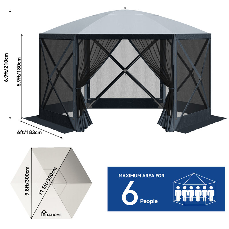 Tente de camping avec abris, Gris