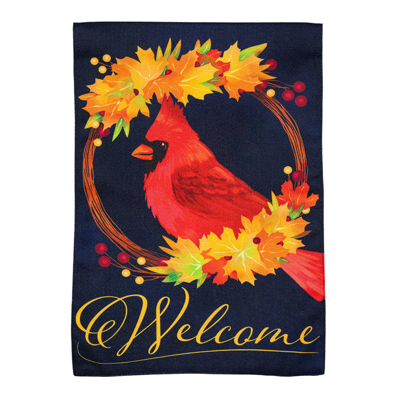 Couronne de jardin en automne avec motif de toile de jute et drapeau de jardin
