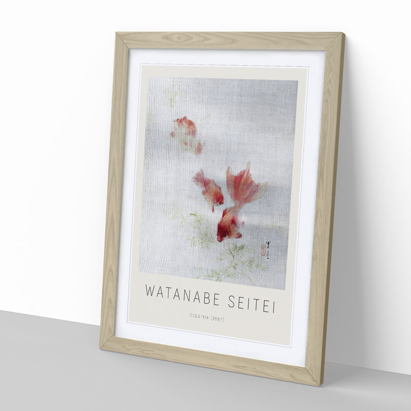 The Goldfish by Watanabe Seitei - Picture Frame Painting, Oak Framed, 36cm H x 27cm W x 2cm D