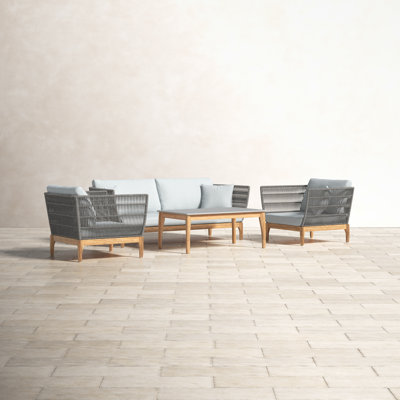 Adin Eucalyptus 5 - Person Patio Conversation Set with Cushions