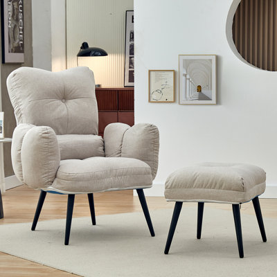Tauranac Upholstered Accent Chair with Footstool