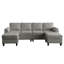 Canapé d'angle en L de 265 cm (104,41 pouces), lin gris foncé, bois brun, 6 places, rangement, rembourrage en mousse double couche, dossier divisé, style contemporain profond.