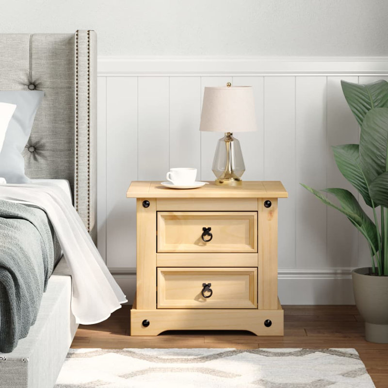 Clarkshire 53cm W Solid + Manufactured Wood Bedside Table