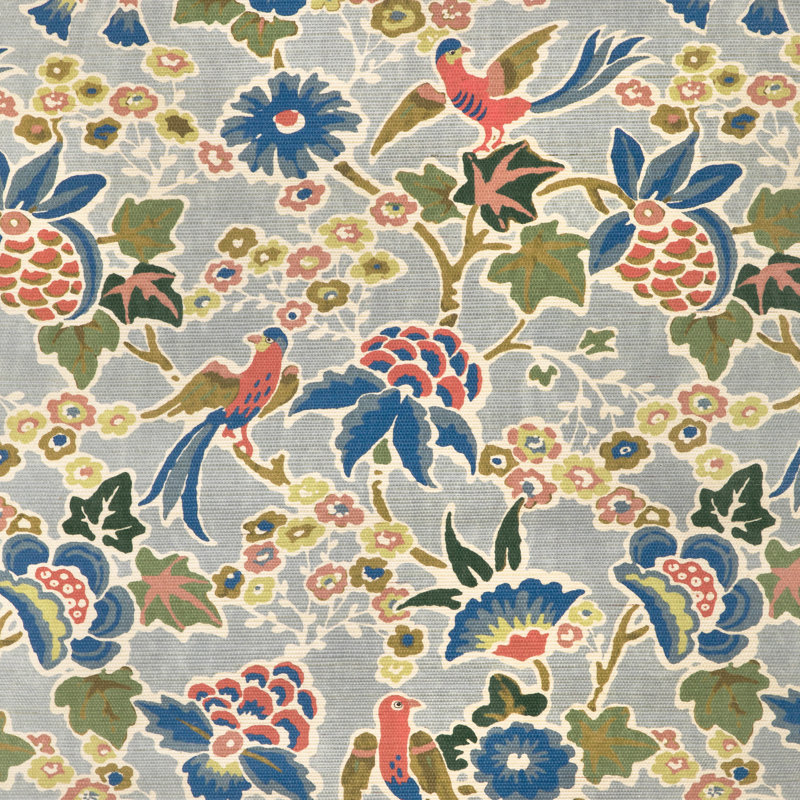 Garden Walk Posy Floral Sisal Untrimmed Roll, Blue/Light Blue/Taupe