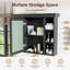 Armoire de rangement murale 35 po x 28 po, armoire à pharmacie, armoire murale moderne avec miroir, armoire à miroir avec 6 tablettes ouvertes (meuble-lavabo non inclus)