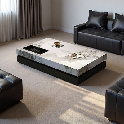 Table basse Minimalisme en ardoise avec plateau en métal