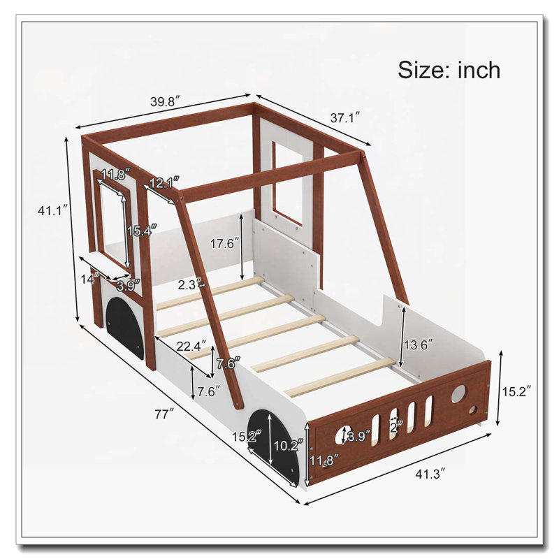 Lit plateforme en bois en forme de voiture