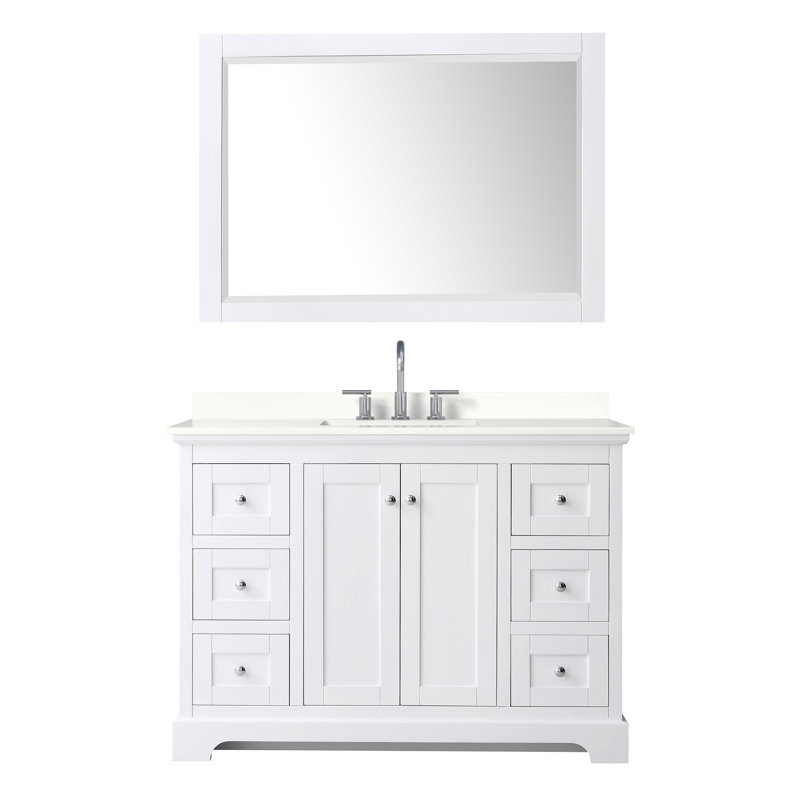 Avery 60'' White Single Bathroom Vanity with Marble Top