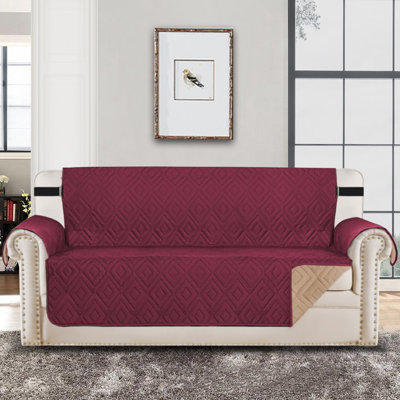 Housse de canapé réversible 100% imperméable et lavable à la machine pour canapé à motif de losanges Dovercourt avec sangles élastiques antidérapantes