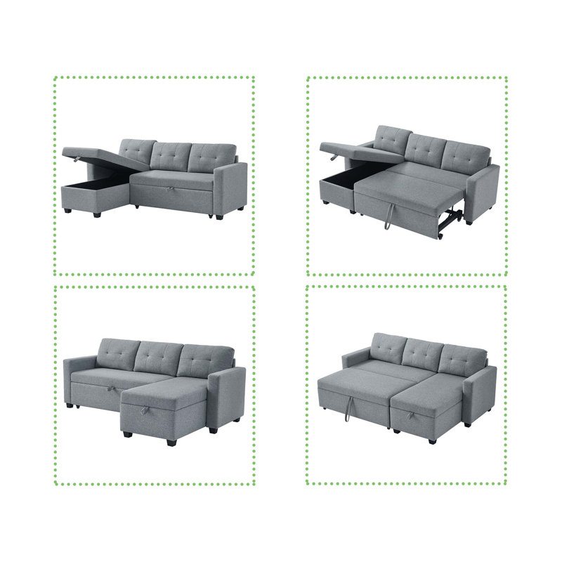 Morphew Upholstered Sectional, Light Grey Linen