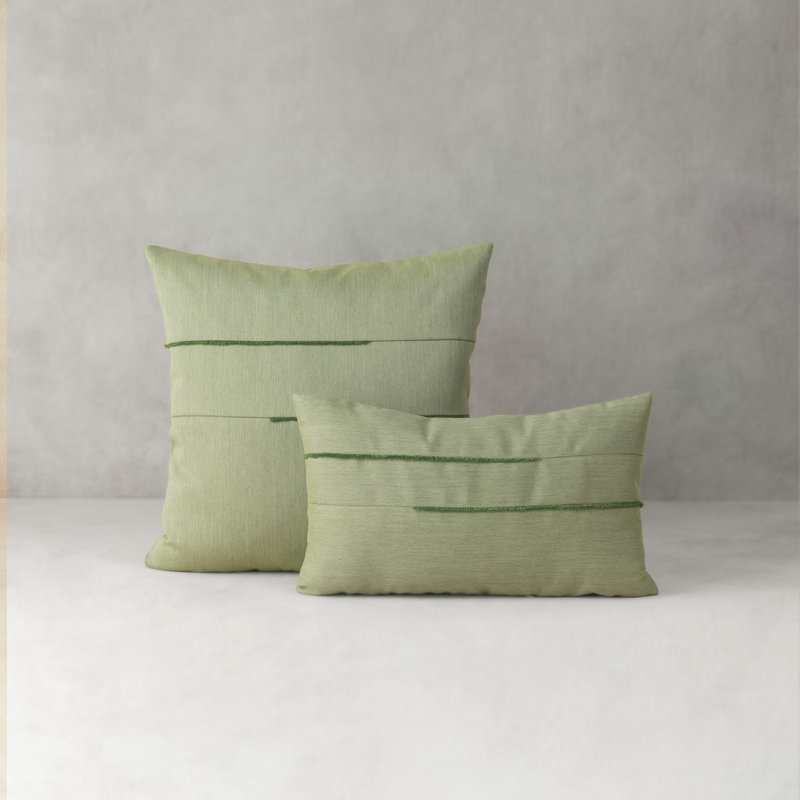 Micro Fringe Outdoor Square Sunbrella® Pillow Cover & Insert, Rectangular 12"H x 20"W, Green