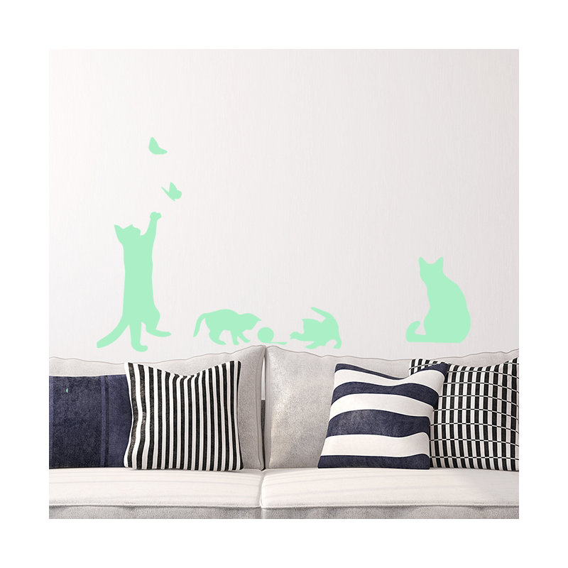 Décalcomanie murale à quatre chats