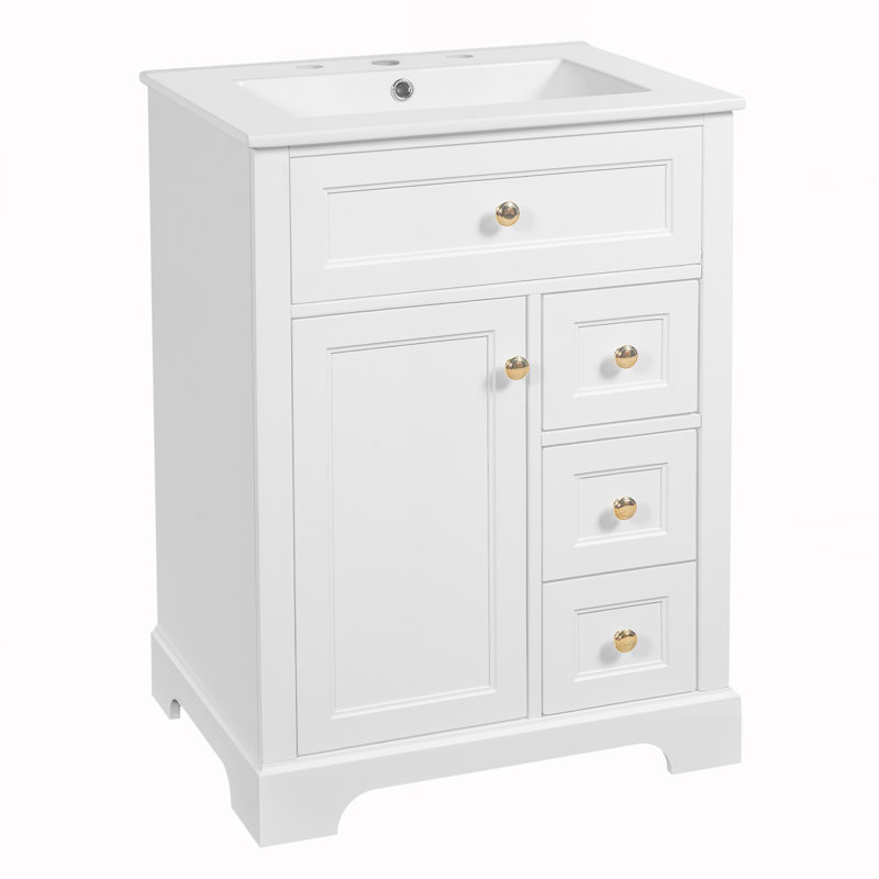 Meuble-lavabo de salle de bain avec lavabo, Blanc