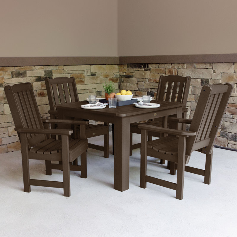 Arbnora 4-Person 42" Square, Counter-Height Outdoor Dining Set, Weathered Acorn, 42 x 42 x 30