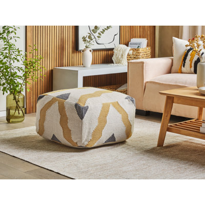 Rosy 56cm Wide Square Striped Pouffe Ottoman