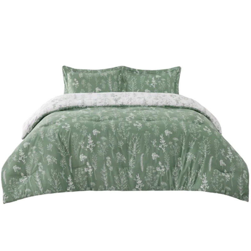 Best Seller Bedsure Comforter Set Reversible Cute Floral Bedding, 89GSM, Queen, Dark Olive Green