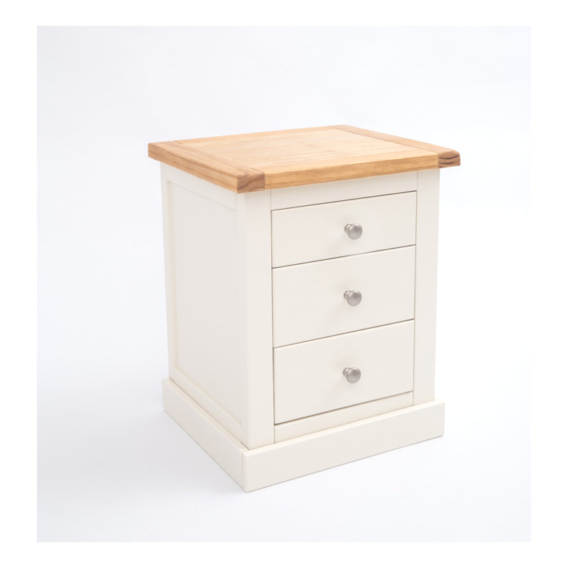 Clarke 45cm W Solid + Manufactured Wood Bedside Table, White/Satin Chrome