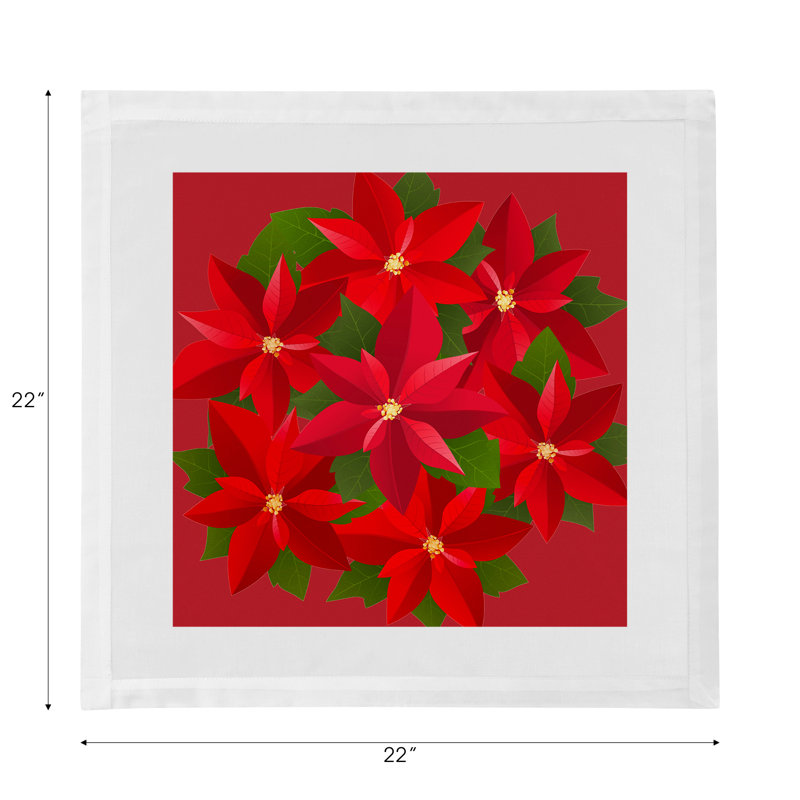 Christmas Poinsettia Cotton Sateen Dinner Napkins